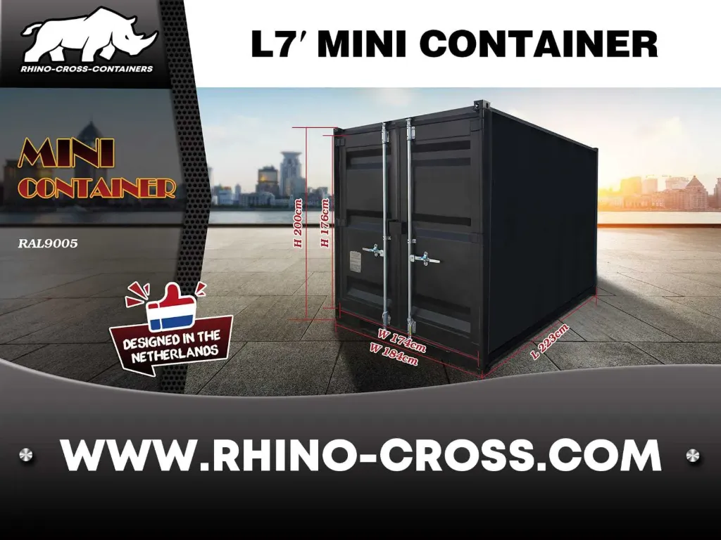 Mini container | 7ft | Zwart | Rhino Cross