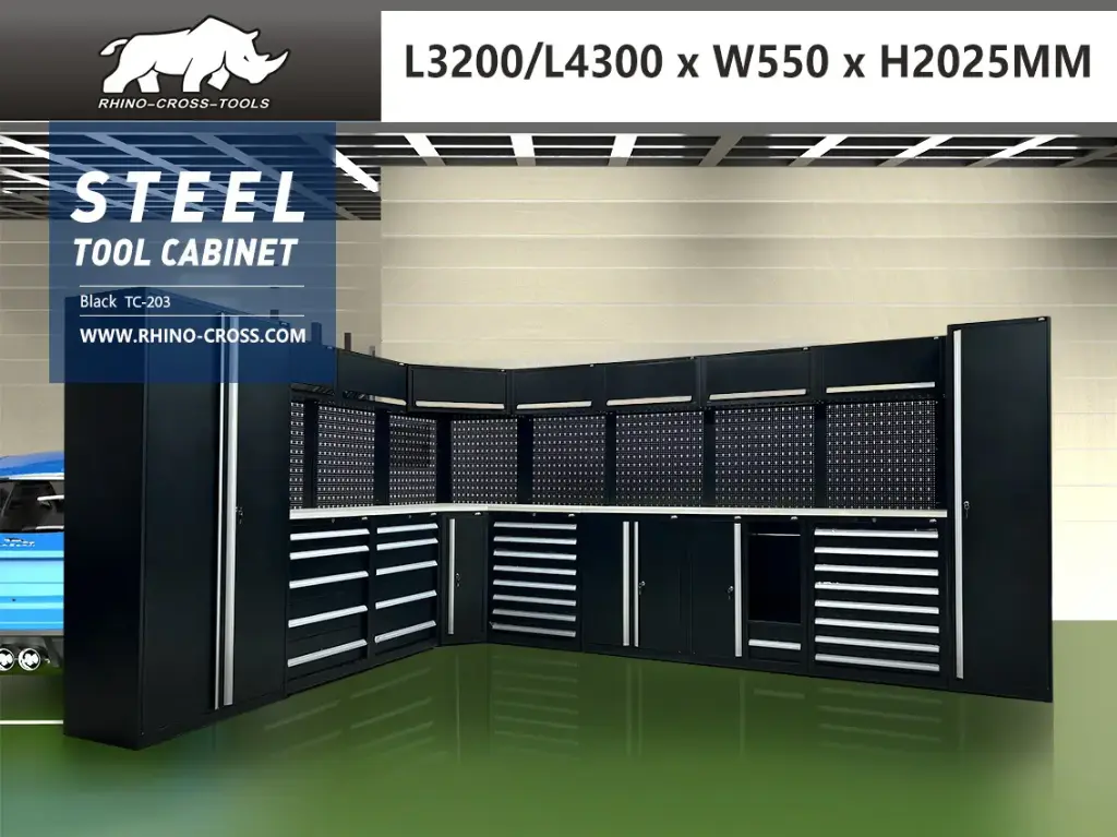 [00424] Werkkast Hoek | TC-203 | Zwart | 7500 x 550 x 2025 mm