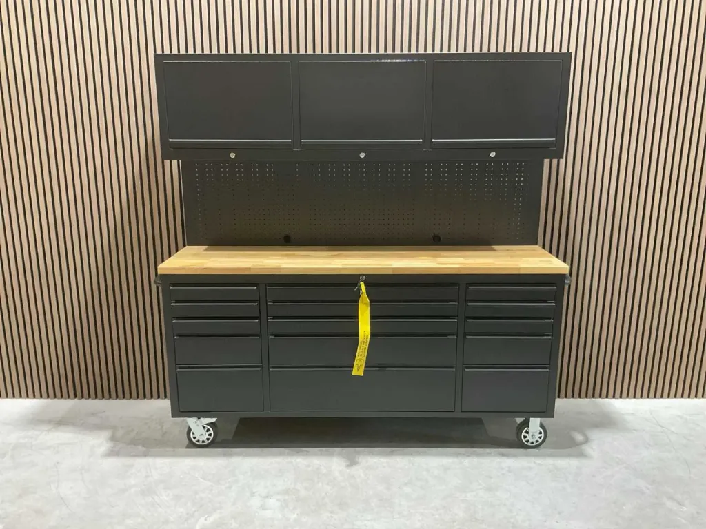 Werkbank 72 inch hoog 15 lades 3 bovenkastjes | HTC7218PC | Zwart