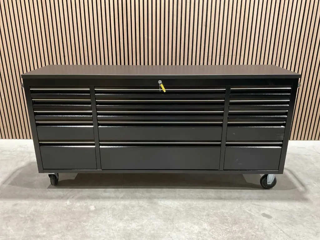Werkbank 72inch laag 15 lades | HTC7215PC-A | MDF werkblad | Zwart