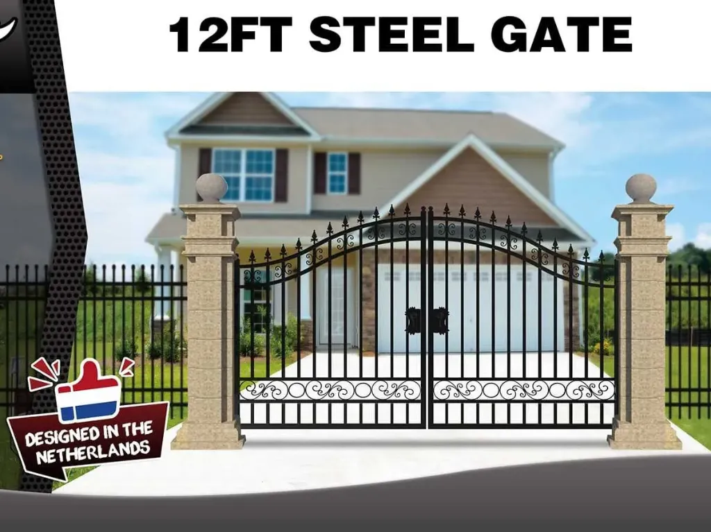 [00936] Toegangspoort/hek 12ft 365cm Plain | 12FT365PLZW | Zwart | Rhino-Cross-Gates
