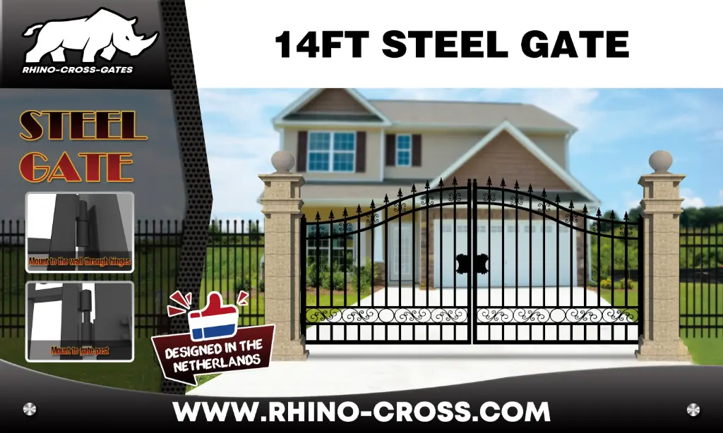 Toegangspoort/hek 14ft 433cm Plain | 14FT433PLZW | Zwart | Rhino-Cross-Gates