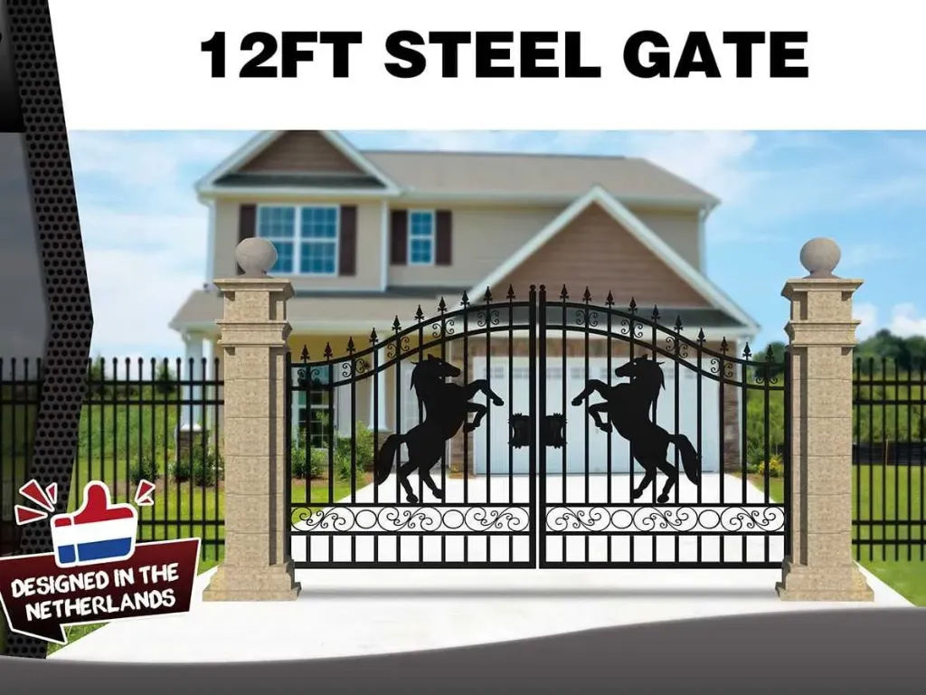 Toegangspoort Hek Paard 12FT 365CM | 12FT365PAZW | Zwart | Rhino-Cross-Gates