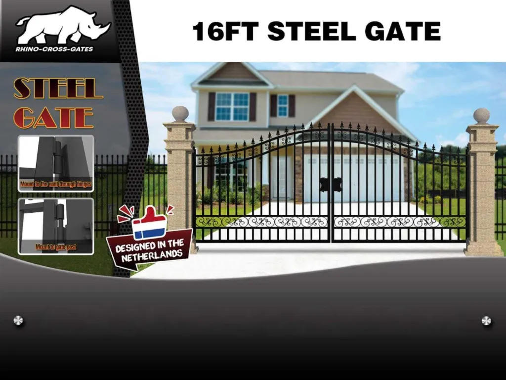 Toegangspoort Hek plain 16ft 496cm  | 16FT496PLZW | Zwart | Rhino-Cross-Gates