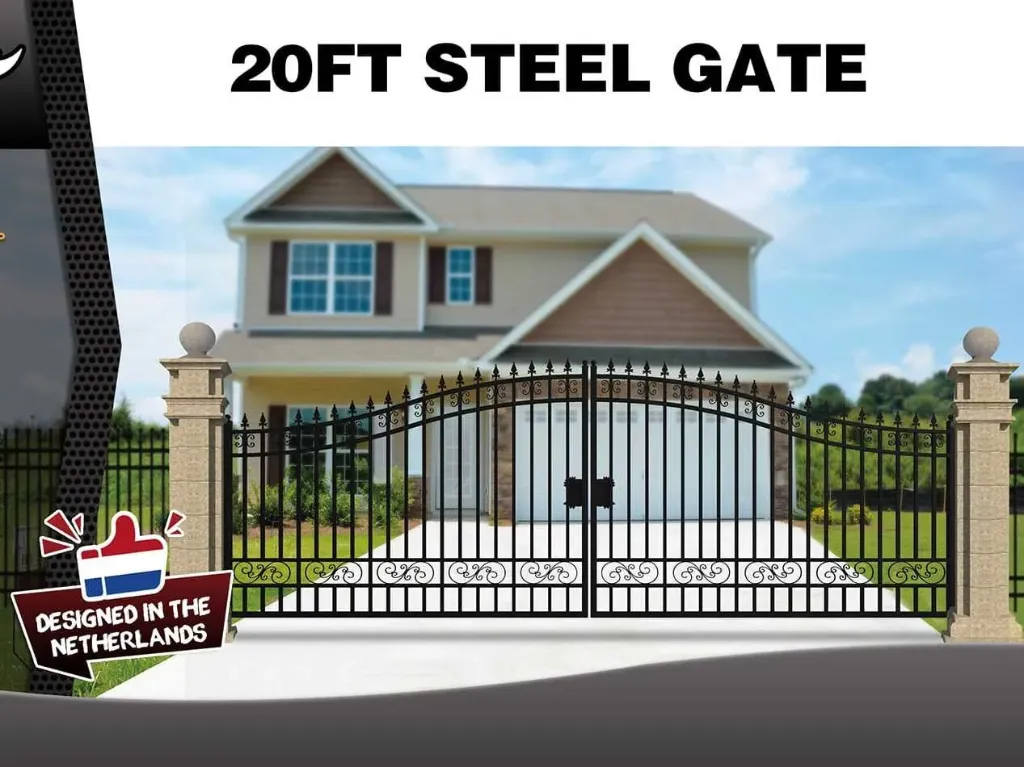 [00946] Toegangspoort/hek 20ft 596cm plain | 20FT596PLZW | Zwart | Rhino-Cross-Gates