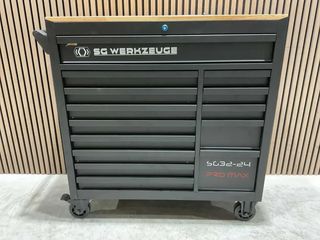[00749] Gereedschapswagen | SG32-24 PRO MAX | Zwart | Houten werkblad | SG Werkzeuge 