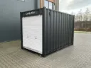 Mini container met roldeur 12ft | Zwart-Wit| Rhino-Cross-Containers