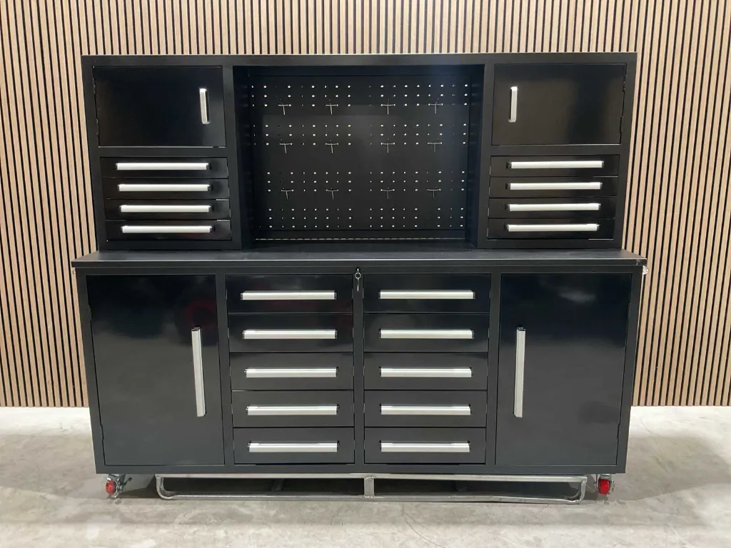 Werkbank | Zwart / zilver handvat  | verrijdbaar | StahlWorks