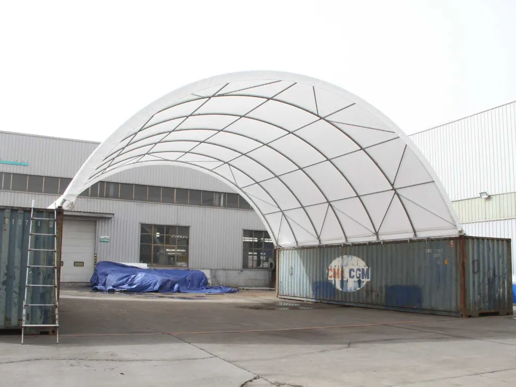 Opslagtent / Opslagshelter tussen 2 containers 6x10x3,6 m | C3320 | Rhino-Cross-Shelter