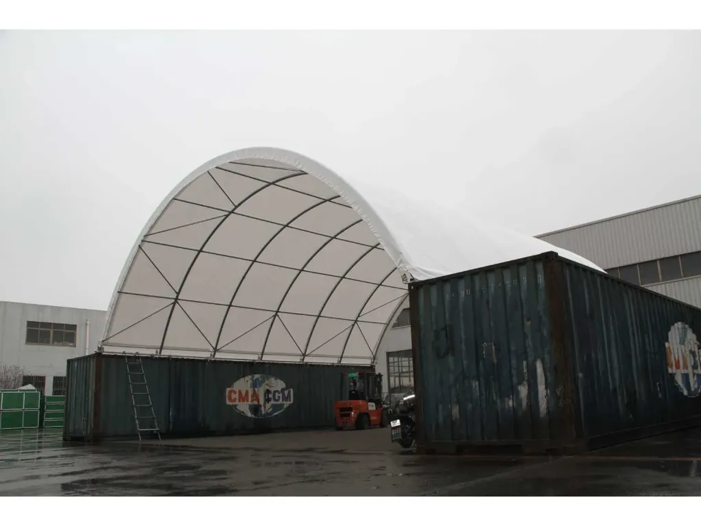 Opslagtent / Opslagshelter tussen 2 containers 12x10x3,6 m | C3340 | Rhino-Cross-Shelter