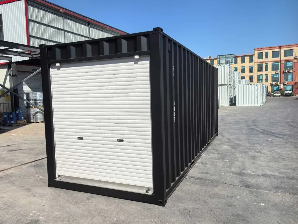 Zeecontainer met roldeur | 16ft | Zwart | Rhino-Cross-Containers