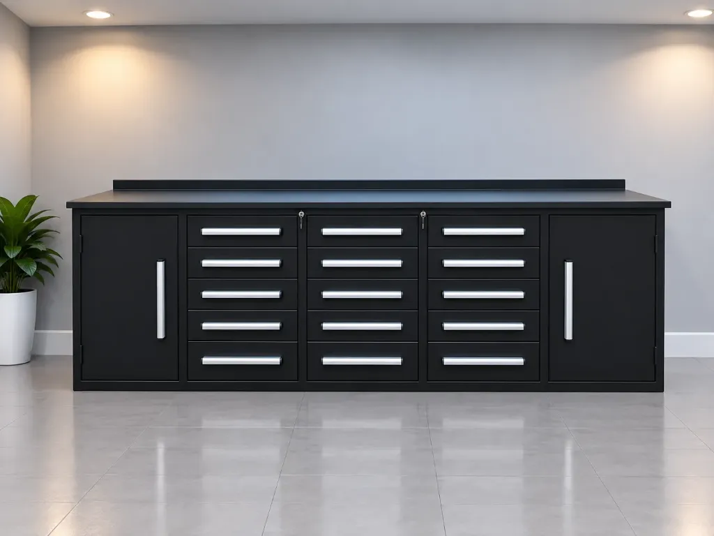 Werkbank 15 lades 2 deuren | 10ft-15D-2-01C | Zwart Rhino-Cross-Workbench