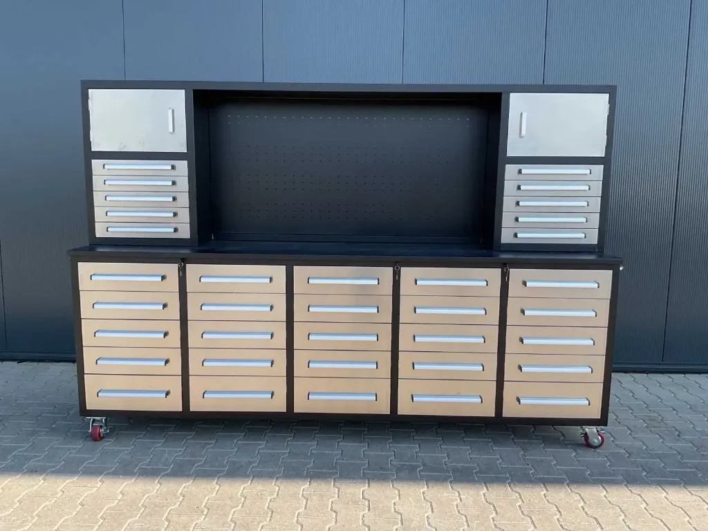 Werkbank 35 lades 2 deuren | H10ft-35D-01C | RVS | Rhino-Cross-Workbench