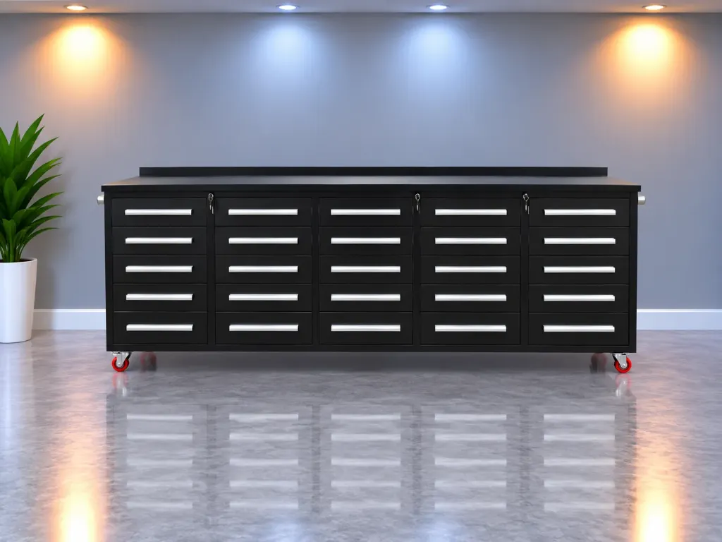 Werkbank 25 lades | 10ft-25D-01C | Zwart | Rhino-Cross-Workbench