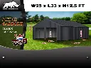 Loods/Garage Compleet met wand- en dakpanelen | 2533 10x7,6x3,76 m | Zwart | Rhino-Cross-Garages