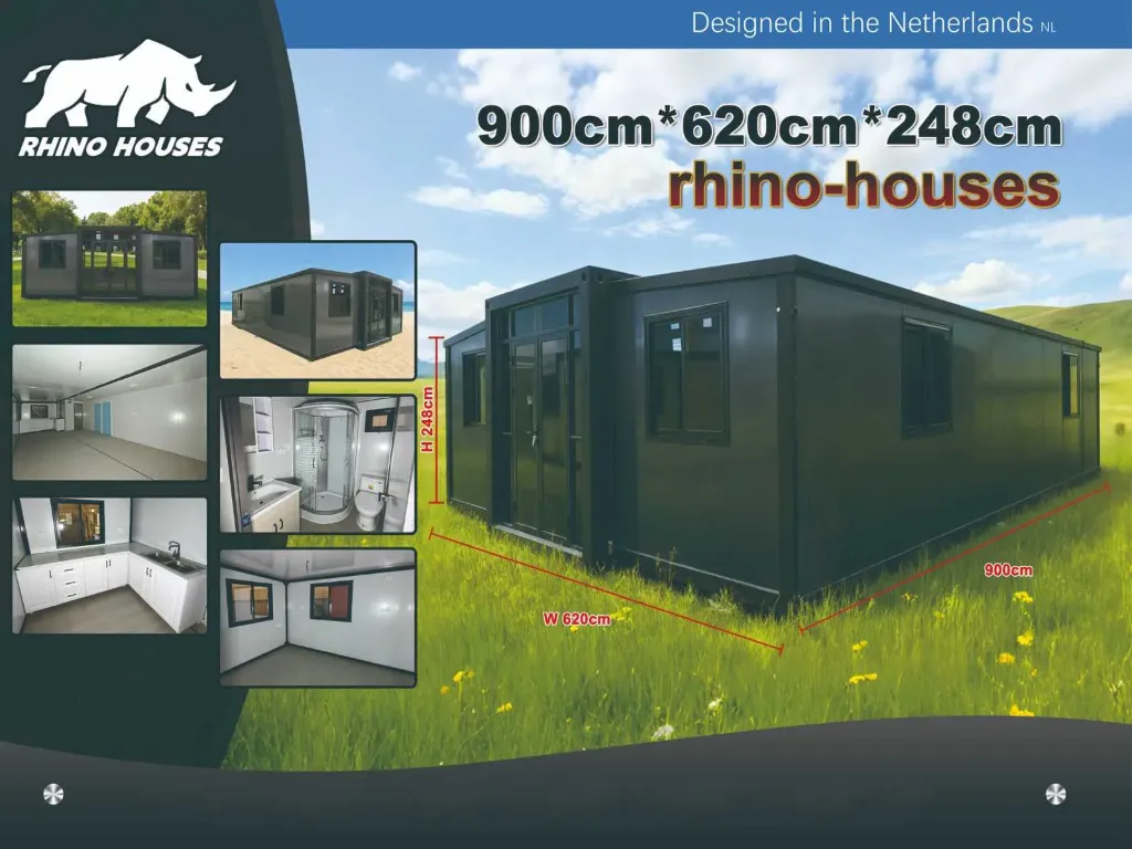 Tiny house 54 m2 | 2 slaapkamers, badkamer en keuken | Zwart | Rhino Houses