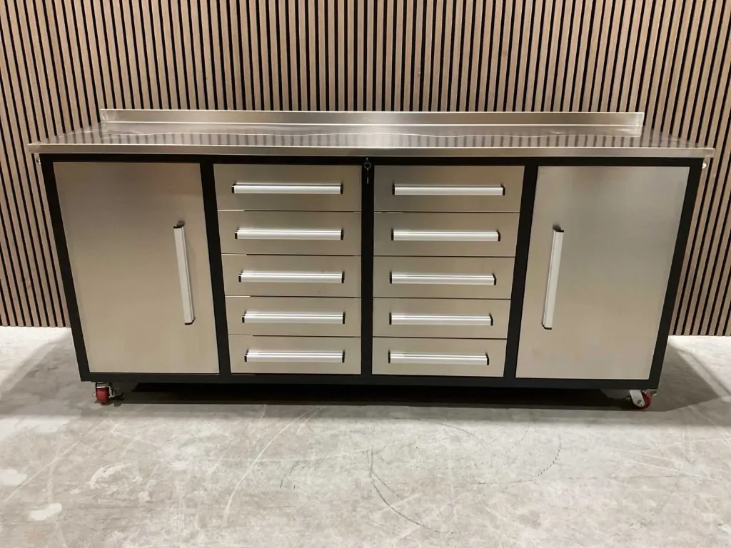 Werkbank 10 lades 2 deuren | 7ft-10D-2-01C | RVS | Rhino-Cross-Workbench