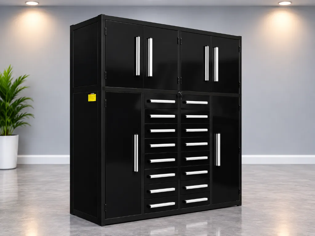 Werkbank 16 Lade 6 Deuren | H7FT-16D-01C | Zwart | Rhino-Cross-Workbench