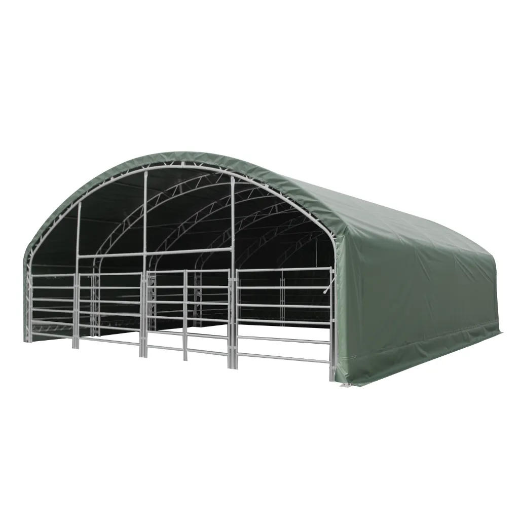 Dierenverblijf | 12 meter Cattle tent 12,2x12,2x5 m | Leger Groen | Rhino-Cross-Shelters