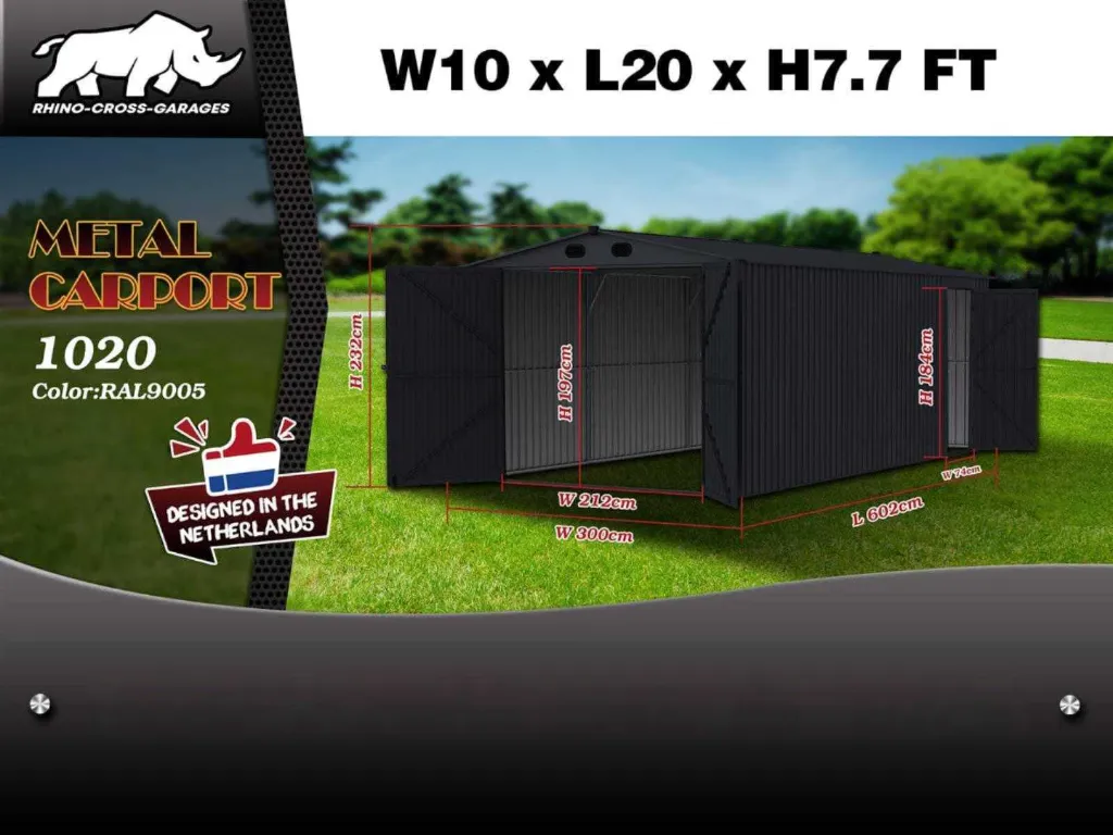 Garage/Loods compleet met wand- en dakpanelen 6,02x3x2,32 m | 1020 | Rhino-Cross-Garages