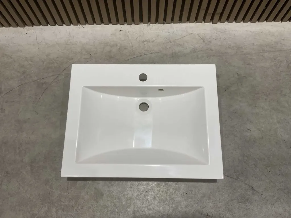Wasbak 60cm | Plan Polybeton 1 vasque Blanc | 813874 | Wit |Allibert