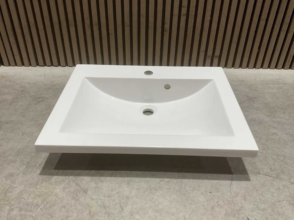 Wasbak 60cm | Plan Polybeton 1 vasque Blanc | 813874 | Wit |Allibert