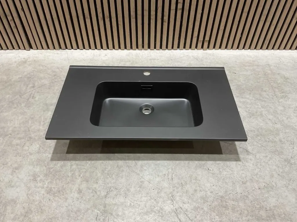 Wasbak 81cm Plan Polybeton | 827780 | Mat zwart | Allibert