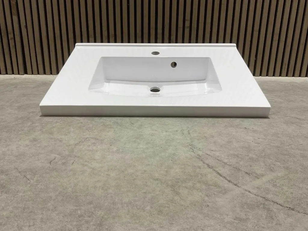 Wasbak 70cm plan polybeton 1 vasque blanc | 813873 | Wit | Allibert