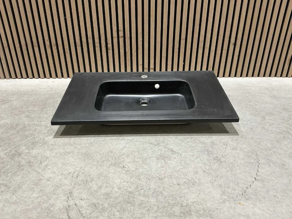 Wasbak 80 cm polybeton basin 1 tank | 826718 | mat zwart | Allibert