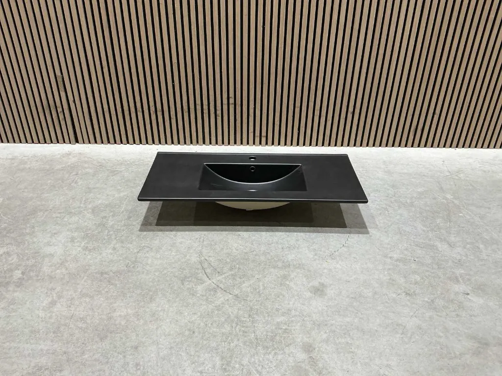 Wasbak 100 cm Plan ceram 1 vasque noir | 829123 | Mat Zwart | Allibert