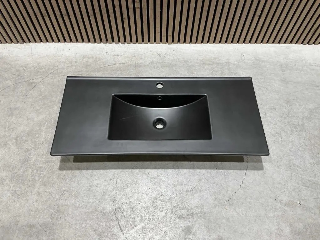 Wasbak 100 cm Plan ceram 1 vasque noir | 829123 | Mat Zwart | Allibert