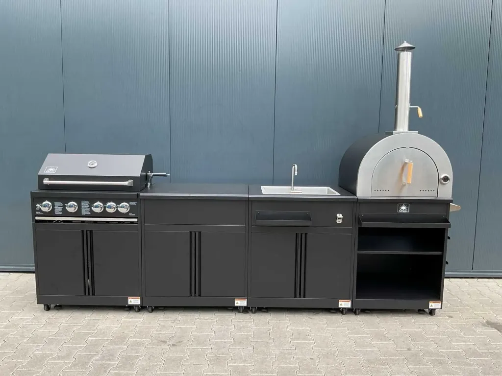 Gas bbq | 4 piece Modular Outdoor Kitchen | Zwart RVS | SolCocina